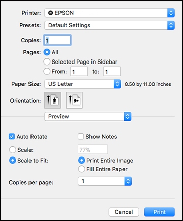change default settings on printer for mac